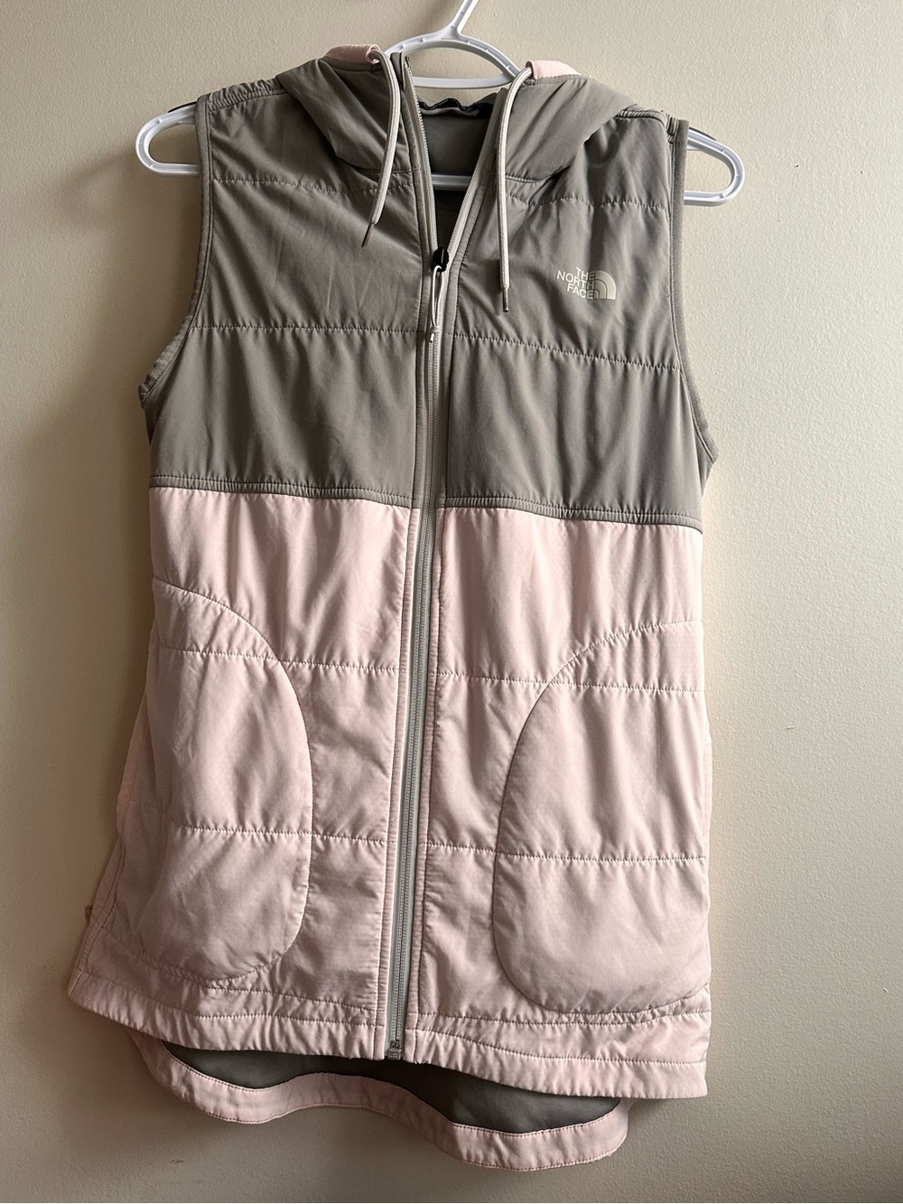 The North Face Hooded Vest in Light Taupe